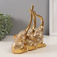 Сувенир полистоун "Три слона. Индейские узоры" золото 18,3х6,7х20 см