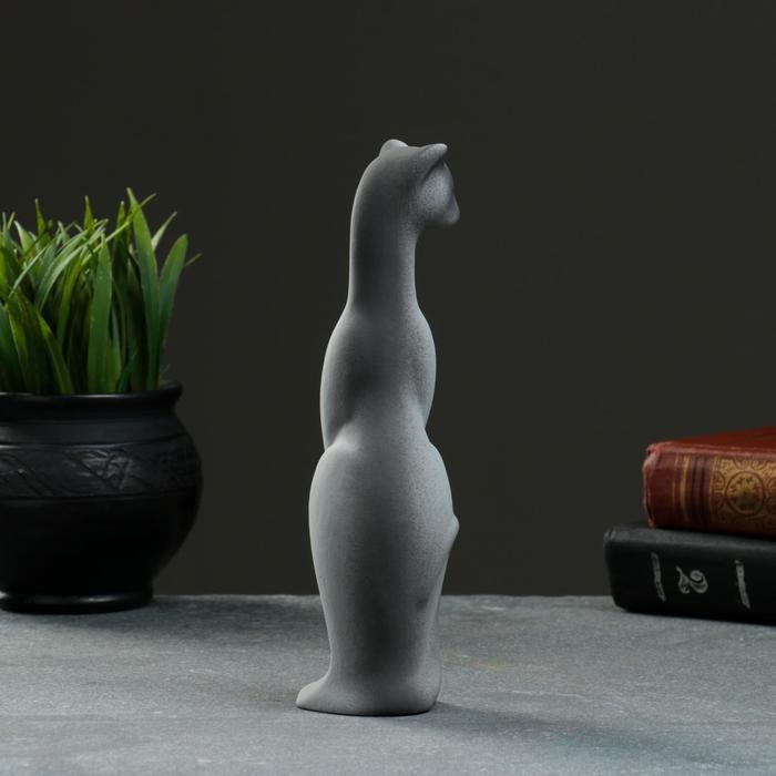 Фигура "Кошка Багира наклоненная" серая/черный 4х5х20см