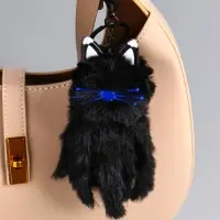 Пушистик на кольце "Чёрный кот" 18х5х5 см