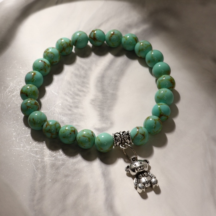 Браслет с подвеской МИКС шар №8 &laquo;Старая Бирюза&raquo;
