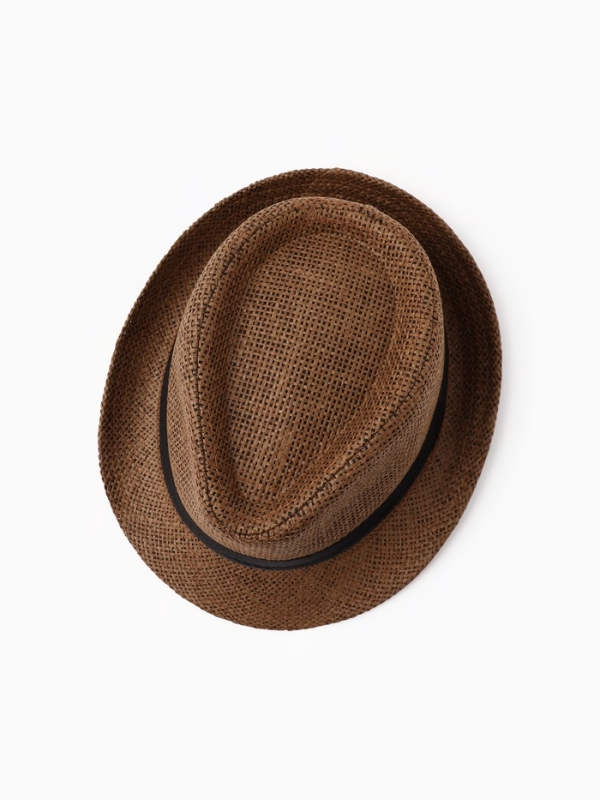 Шляпа мужская MINAKU "Плетеная", размер 58, цвет коричневый