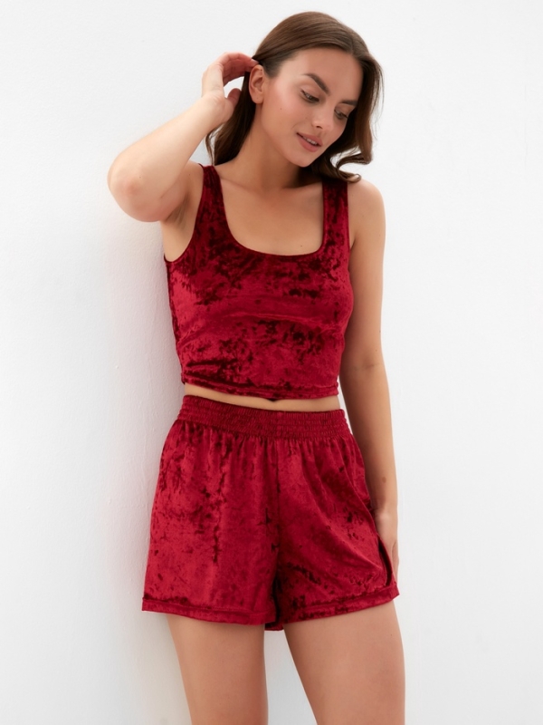 Шорты женские KAFTAN "Бархат", 40-42, бордовый