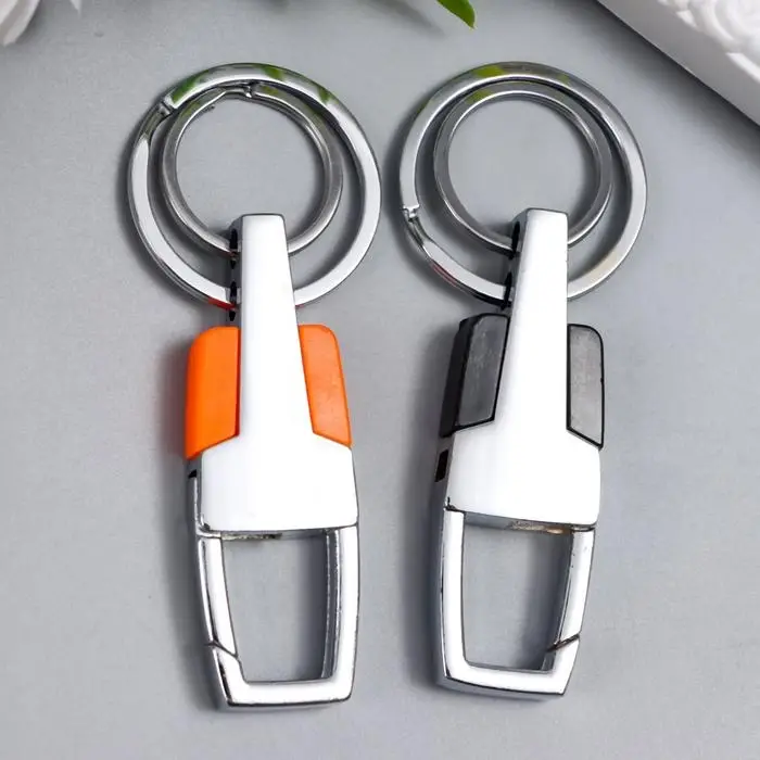 Брелок металл, пластик двойное кольцо "Карабин" МИКС 8х3,2 см