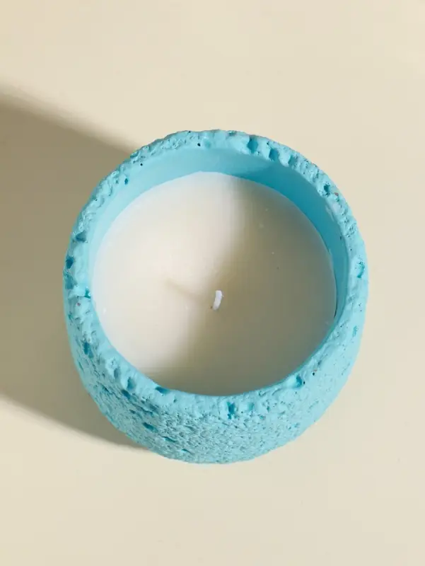 Свеча в вулканическом подсвечнике "Лава" голубая 8,5х8,5х7,5 см