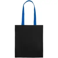 Холщовая сумка BrighTone, черная с ярко-синими ручками