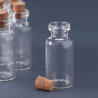 Бутылочка с пробкой, стекло, прозрачная 5 мл набор 12 шт 4х1,8х1,8 см Бутылочка с пробкой, стекло, прозрачная 5 мл набор 12 шт 4х1,8х1,8 см
