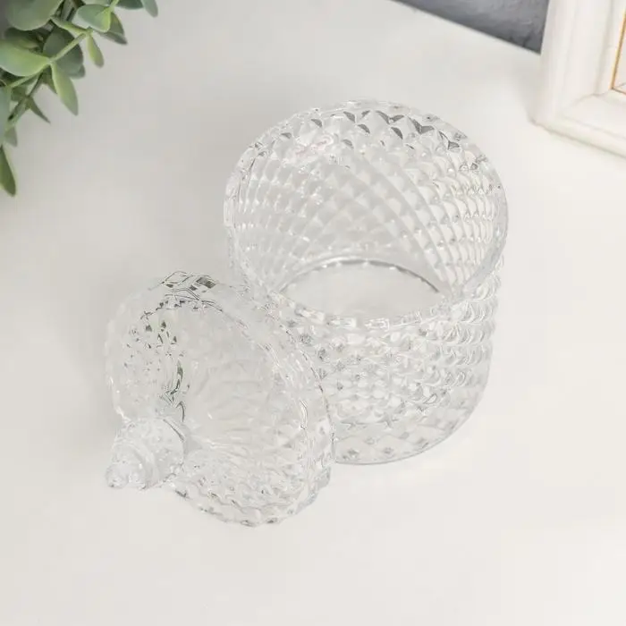 Шкатулка стекло "Цилиндр с ромбиками" прозрачная 14,5х8,5х8,5 см