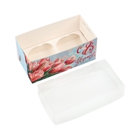 Коробка для капкейка &laquo;8 марта&raquo;, 16 х 8 х 7.5 см