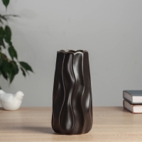 Керамическая ваза декоративная настольная &laquo;Грант&raquo;, для цветов, сухоцветов, d-6 см, 18&times;8 см, чёрный