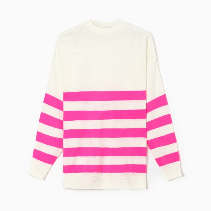 Джемпер женский MINAKU: Casual Collection цвет экрю/фуксия, размер 42