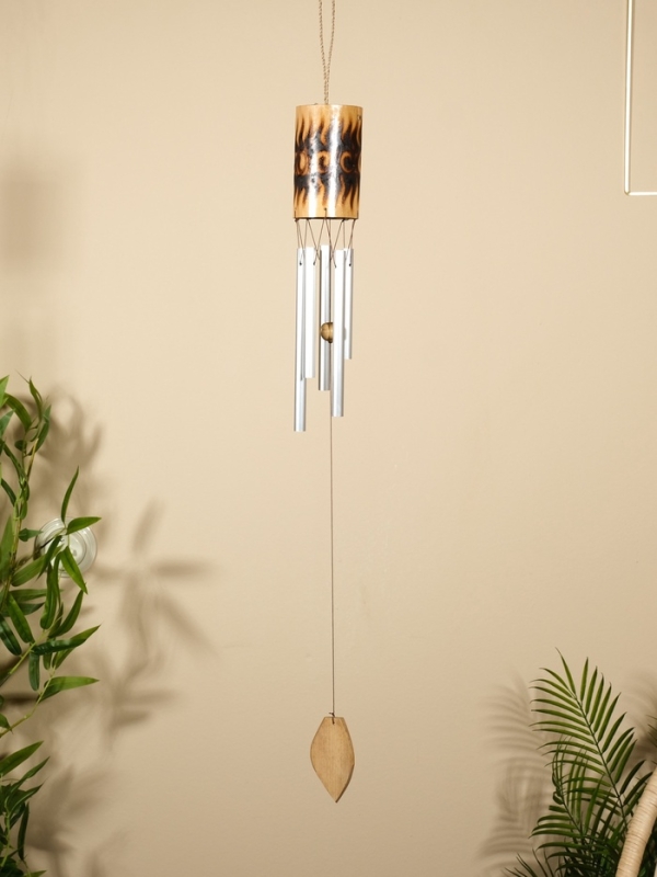 Музыка ветра "Цилиндр" бамбук, дерево, алюминий 8х8х85 см