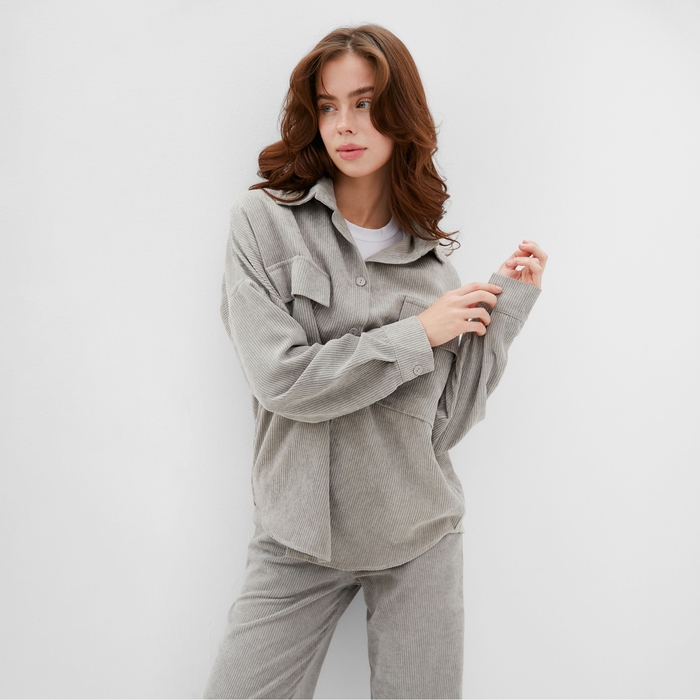 Блузка женская MINAKU: Velvet collection цвет светло-серый, р-р 48 Блузка женская MINAKU: Velvet collection цвет светло-серый, р-р 48