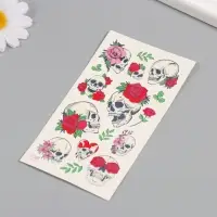 Переводные тату на тело цветные &laquo;Черепа и розы&raquo;, 7.5&times;14 см