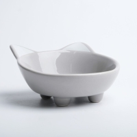 Миска керамическая "Голова кота" 150 мл  14 x 12,5 x 6,5 cм, серая