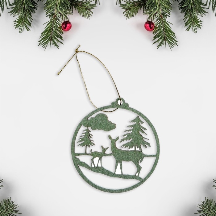 Открытка деревянная Открытка деревянная "С Рожеством и Новым Годом!" олени 8,2 х 11,5