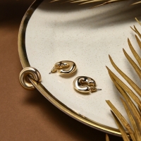 Набор серьги и каффы 3 шт &laquo;Бублик&raquo; капли, цвет золото