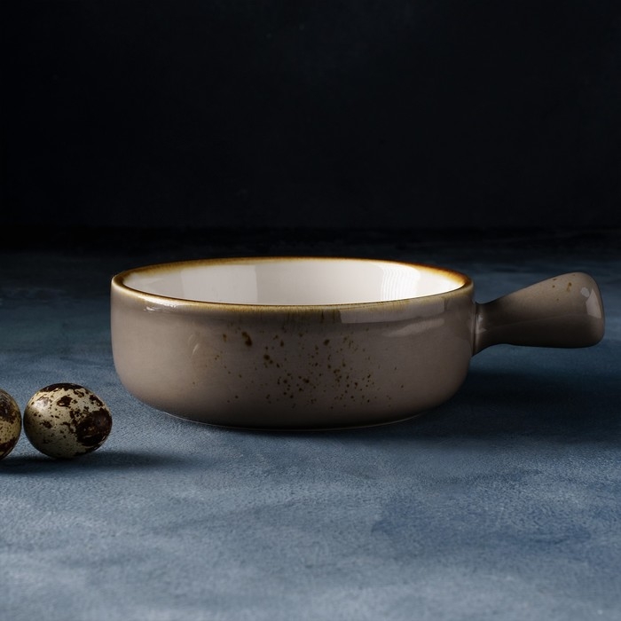 Кокотница фарфоровая Magistro &laquo;Церера&raquo;, 500 мл, d=15 см, цвет коричневый