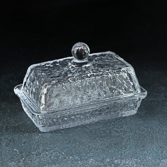 Маслёнка стеклянная &laquo;Вулкан&raquo;, 6,5&times;10&times;10,5 см, цвет прозрачный