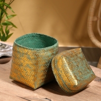 Корзинка плетеная "Голден" 16х16х23 см, голубой