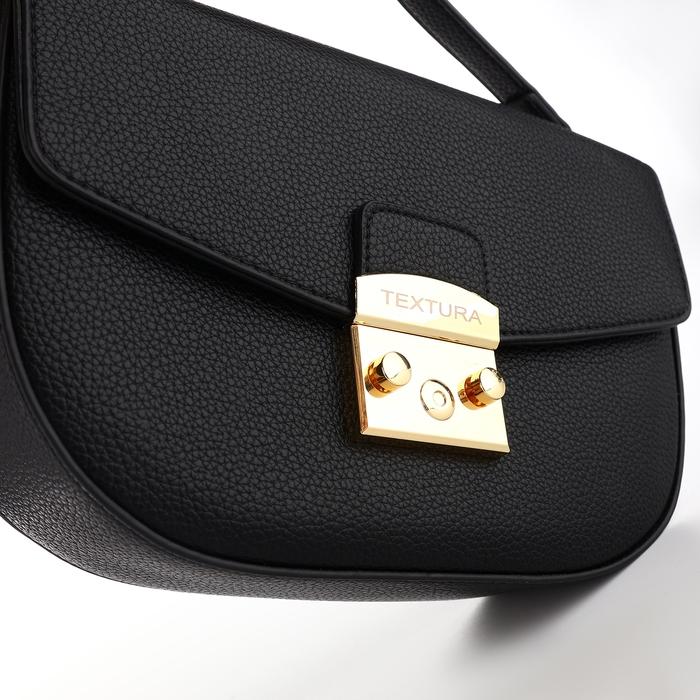 Сумка женская на клапане, TEXTURA, маленький размер, цвет чёрный Сумка женская на клапане, TEXTURA, маленький размер, цвет чёрный