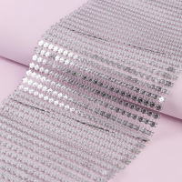 Лента с имитацией страз, 12 см, 9 &plusmn; 1 м, цвет серебряный