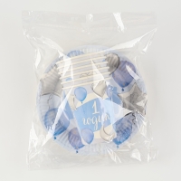 Набор бумажной посуды одноразовый &laquo;1 годик, мальчик&raquo;: 6 стаканов, 6 тарелок