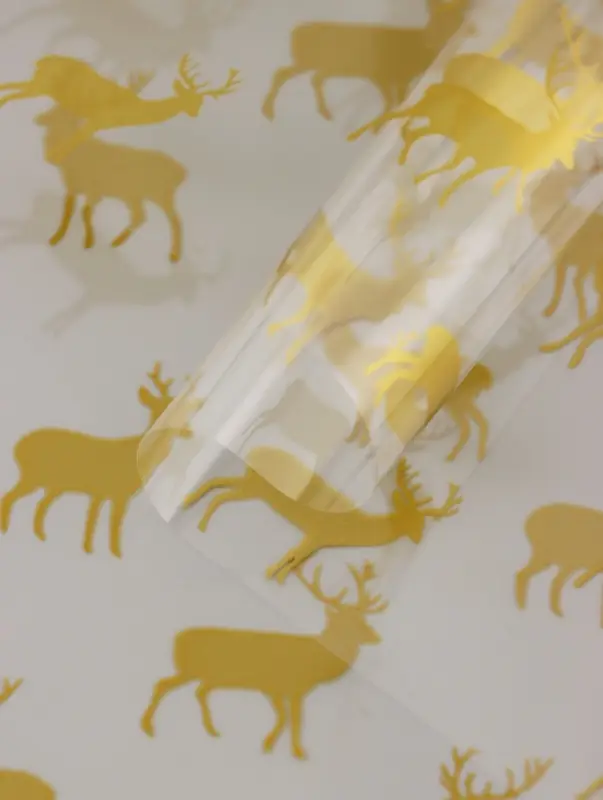 Пленка глянцевая "Северные олени", золото, 0,7 х 7,5 м, 40 мкм, 200 гр
