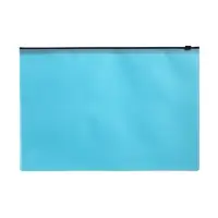 Папка-конверт на ZIP-молнии A4, 180 мкм, Calligrata Pastel, полупрозрачная, чёрная молния, голубая