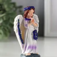 Сувенир полистоун "Девочка-ангел с венком лаванды - молитва" фиолет 6,5х3,6х9,5 см