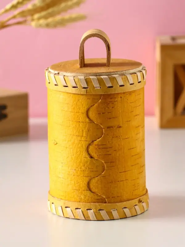 Туес "Лесной" (Медведь), D8,5 смхH(с хватком)14,5 см, береста