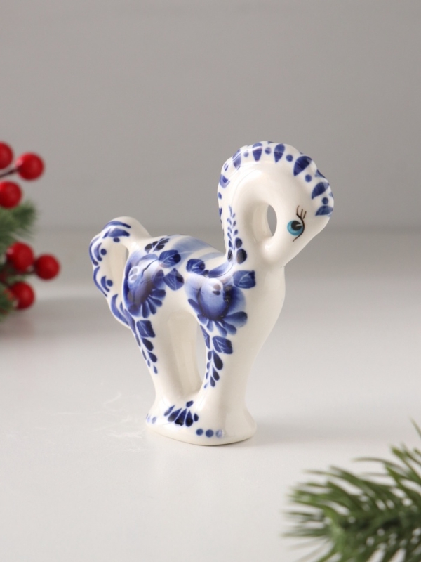 Статуэтка фарфоровая "Лошадь Классика кобальт", /авторская роспись О.Огородниковой/ в. 10 см 1087879