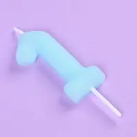 Свеча в торт &laquo;Цифра 1&raquo;, светящаяся голубая, 9 см