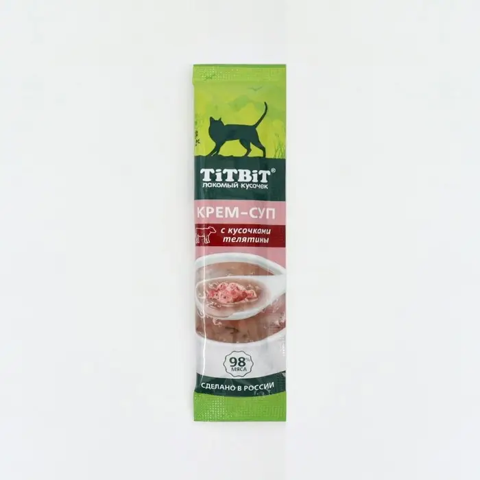 Лакомство крем-суп TitBit для кошек с кусочками телятины, 10 г
