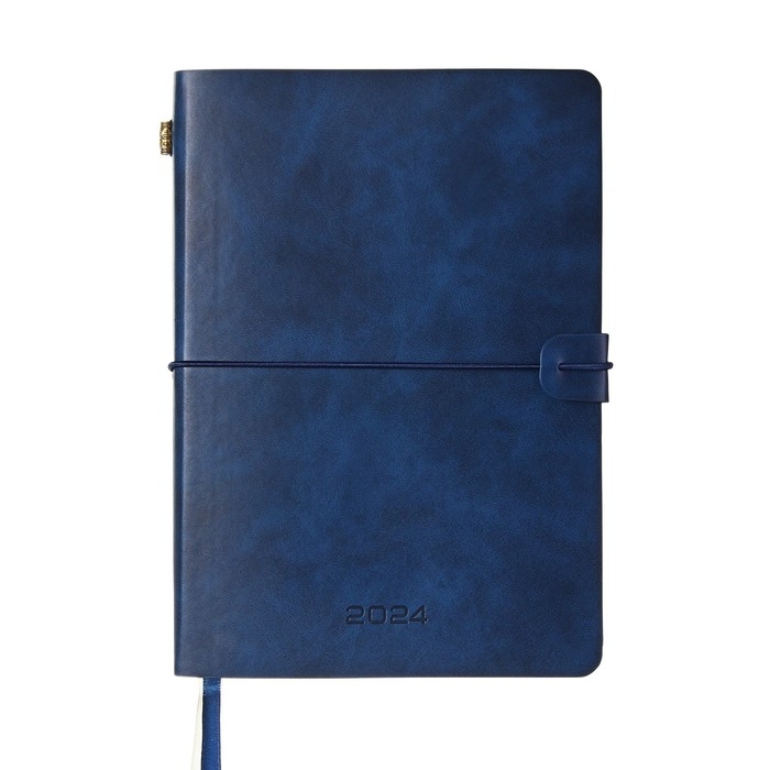 Ежедневник датированный 2024 A5 176 листов, deVENTE.Saltos, мягкая обложка из искусственной кожи, ляссе, кремовый блок 70 г/м2, синий Ежедневник датированный 2024 A5 176 листов, deVENTE.Saltos, мягкая обложка из искусственной кожи, ляссе, кремовый блок 70 г/м2, синий
