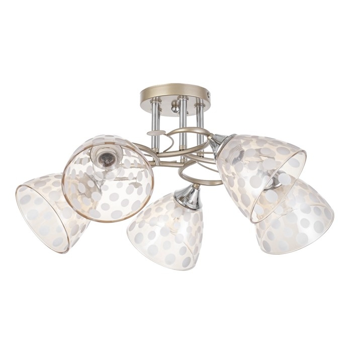 Светильник потолочный Соллар 60х60х26  , 5х60Вт Е27,Золото, хром