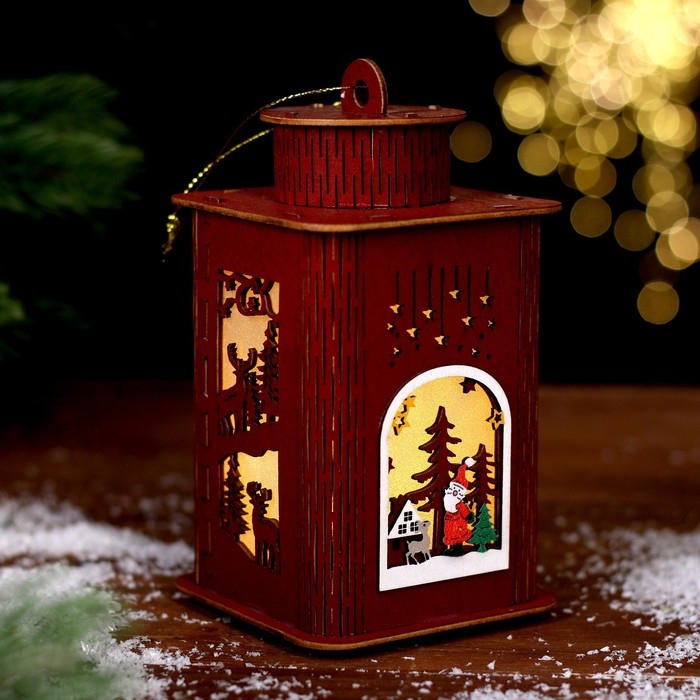 Новогодний декор с подсветкой &laquo;Фонарь&raquo; 9 &times; 9 &times; 16 см