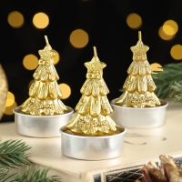 Набор свечи новогодние"Ёлка золотая", 4&times;6 см,