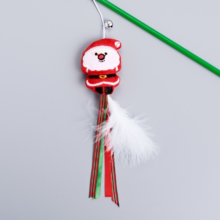 Новый год. Дразнилка-удочка для кошек с бубенчиком Новый год. Дразнилка-удочка для кошек с бубенчиком "Дедушка", 40 см