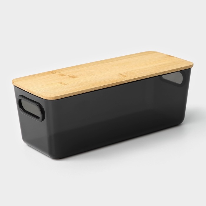 Контейнер для хранения с крышкой LaDо́m &laquo;Лаконичность&raquo;, 28,5&times;11&times;10,5 см, цвет тёмно - серый