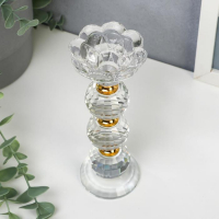 Подсвечник стекло на 1 свечу "Цветочек с тремя хрустальными шарами" 18х7х7 см Подсвечник стекло на 1 свечу "Цветочек с тремя хрустальными шарами" 18х7х7 см