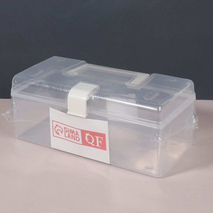 Органайзер для хранения, с крышкой, с ручкой, 23 × 13 × 9,5 см цвет прозрачный/белый Органайзер для хранения, с крышкой, с ручкой, 23 × 13 × 9,5 см цвет прозрачный/белый