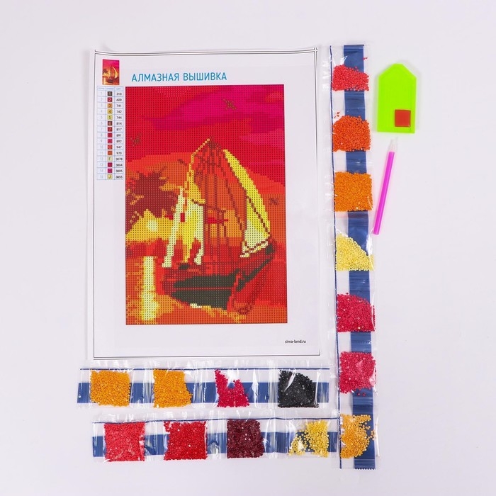 Алмазная мозаика с полным заполнением на холсте &laquo;Парус&raquo;, 20 х 30 см