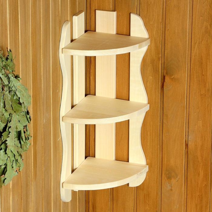 Полка угловая фигурная 3 яруса 26&times;65&times;26см, липа "Добропаровъ"
