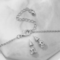 Гарнитур 2 предмета: серьги, кулон &laquo;Зуб&raquo;, цвет бело-розовый в серебре, 40 см