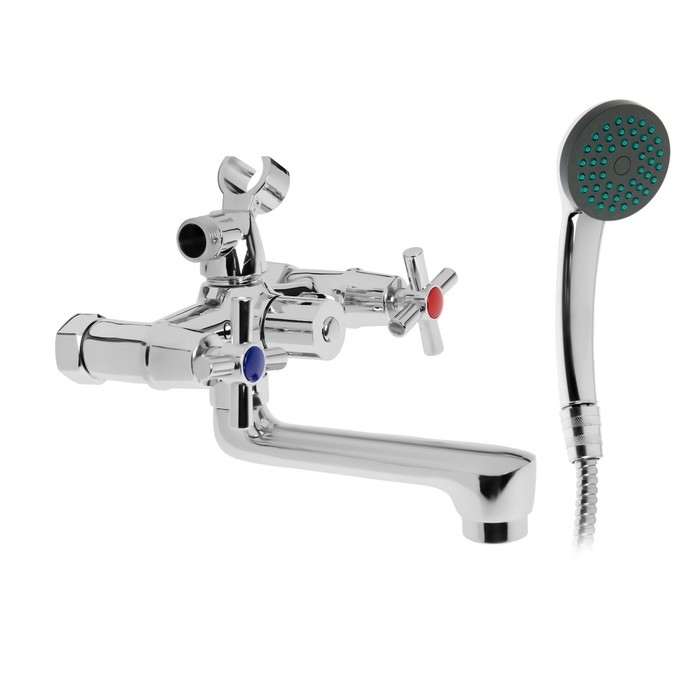 Смеситель для ванны ZEIN Z4051, короткий излив, кран-букса латунь 1/2 Смеситель для ванны ZEIN Z4051, короткий излив, кран-букса латунь 1/2", душевой набор, хром