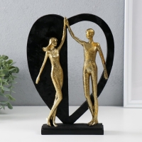 Сувенир полистоун "Влюблённые у большого сердца" золото с чёрным 20х4,5х27,5 см Сувенир полистоун "Влюблённые у большого сердца" золото с чёрным 20х4,5х27,5 см