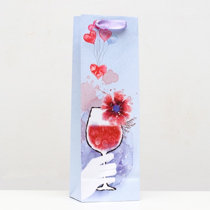 Пакет ламинированный под бутылку Пакет ламинированный под бутылку "Бокал" 12х36х9