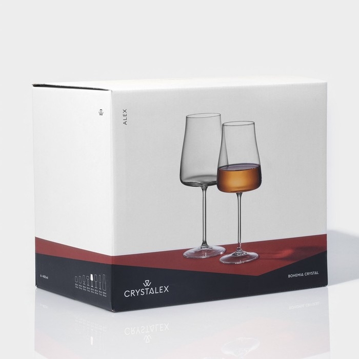 Набор бокалов для вина Alex, стеклянный, 400 мл, 6 шт Набор бокалов для вина Alex, стеклянный, 400 мл, 6 шт