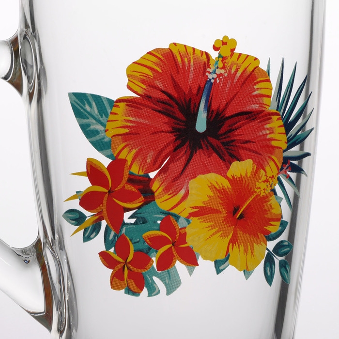 Кружка стеклянная &laquo;Тропические цветы&raquo;, 300 мл, рисунок МИКС