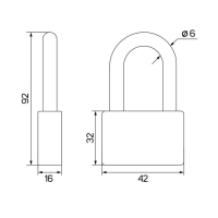 Замок навесной, тип 6, 6х50 мм, длинная дужка Замок навесной, тип 6, 6х50 мм, длинная дужка